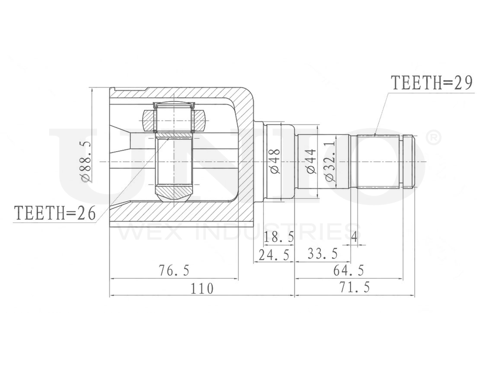 ШРУС внутренний левый UNIO CVJ-30136