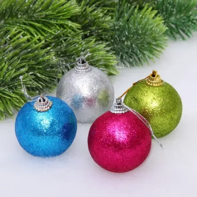 Новогодние шары 5 см (набор 4 шт) «Блестящее напыление», микс цветов