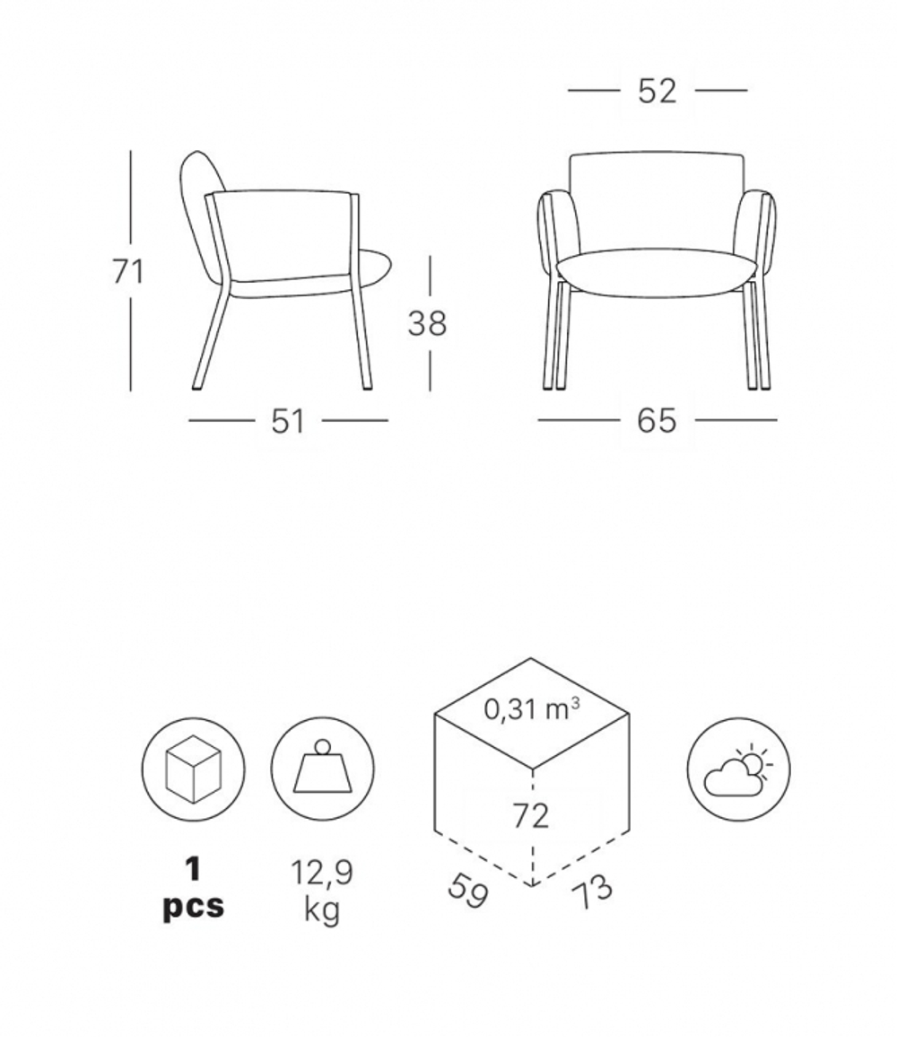 Кресло лаунж металлическое c подушками Scab Design Brezza Lounge, лен, светло-зеленый