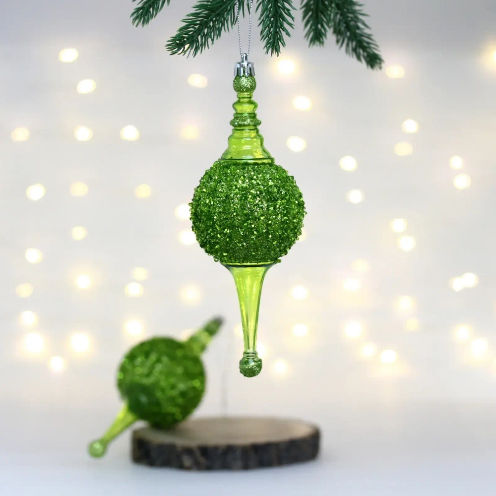 Елочные украшения «Мерцание ночи» 6.5*6.5*19.5 см (набор 2 шт), Зеленый