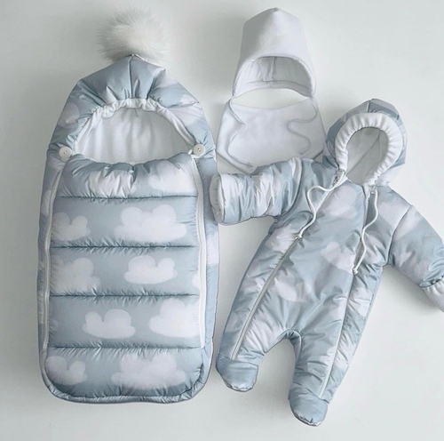 Зимний комплект на выписку "Пушинка принт" (model.26)