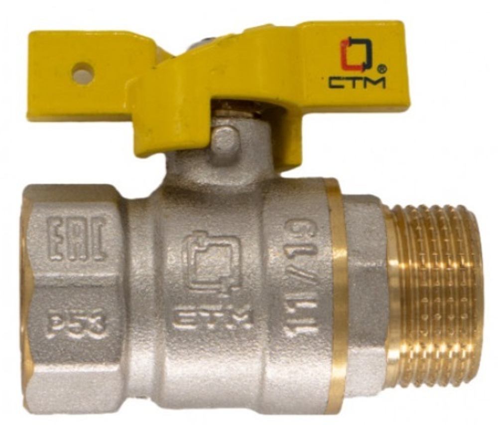 Кран шаровой для газа СТМ Ду 15 (1/2") вн-нар, бабочка