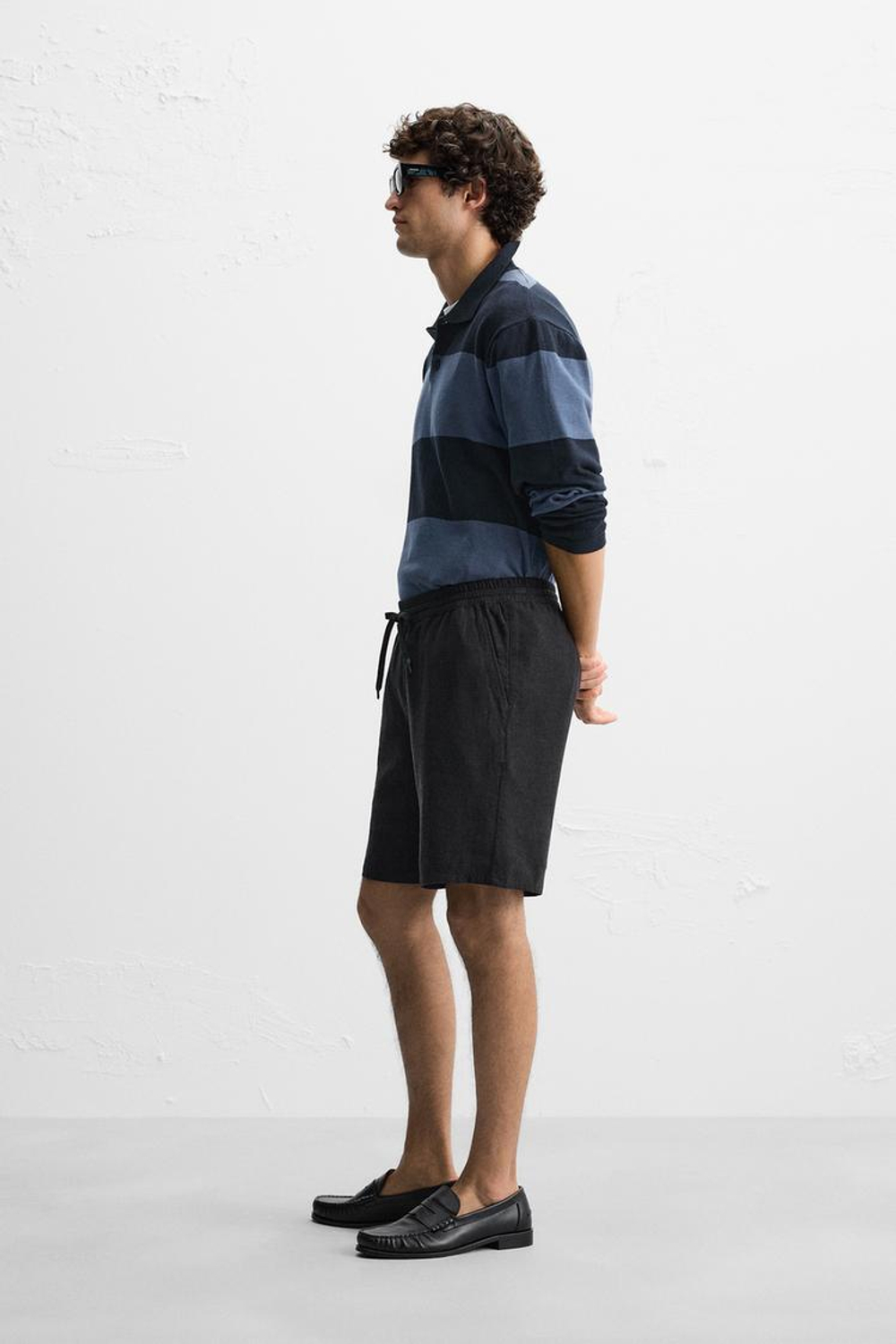 ZARA ШОРТЫ ИЗО ЛЬНА И ВИСКОЗЫ, ЧЕРНЫЙ