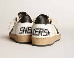 Women's Ball Star sneakers in white nappa leather with black leather star and heel tab