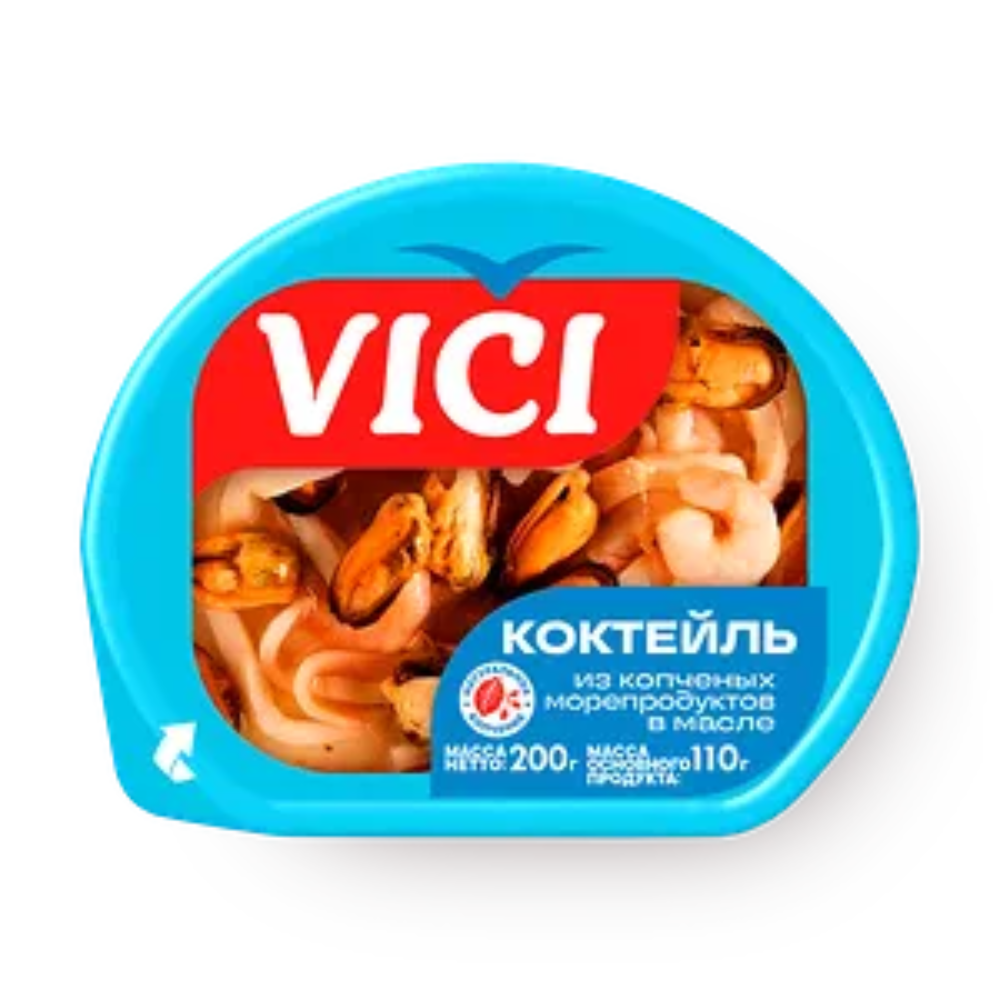 Коктейль Vici из морепродуктов в масле 200 гр