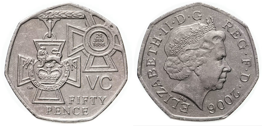 Великобритания 50 пенсов, 2006 Креста Виктории XF