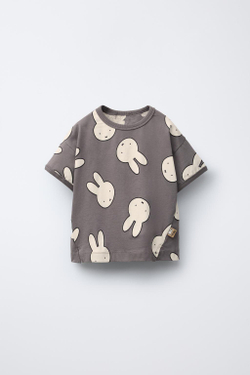 ZARA ФУТБОЛКА С ПРИНТОМ MIFFY ©, АНТРАЦИТОВО-СЕРЫЙ