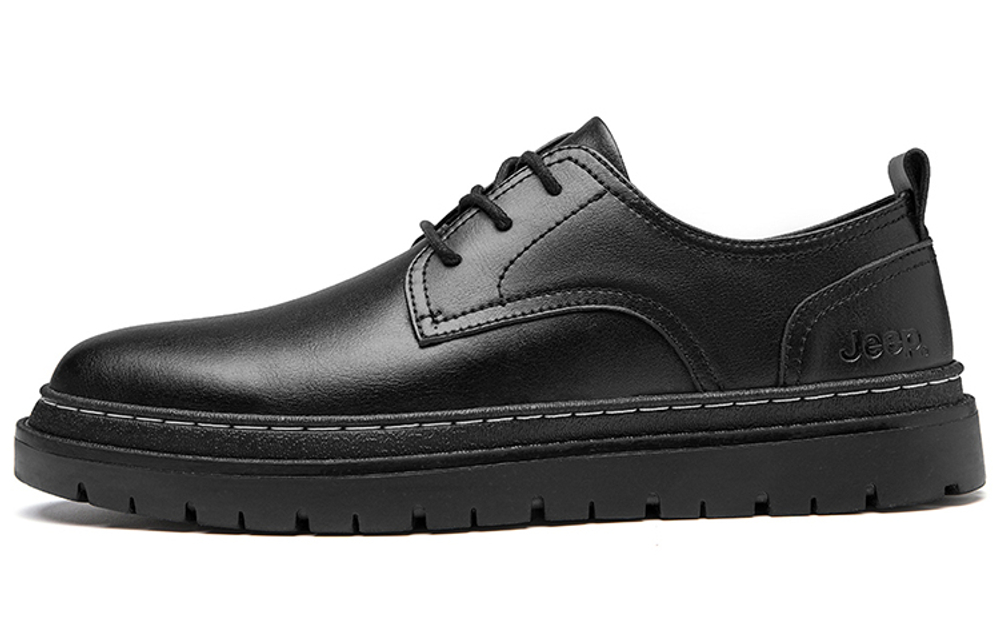 Jeep Casual Leather Shoes Men"s Low top Black
