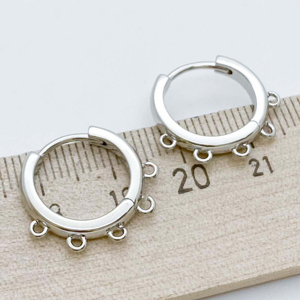 Швензы-кольца, родиевое покрытие, диаметр 16,5 мм (без учета петель), цена за пару