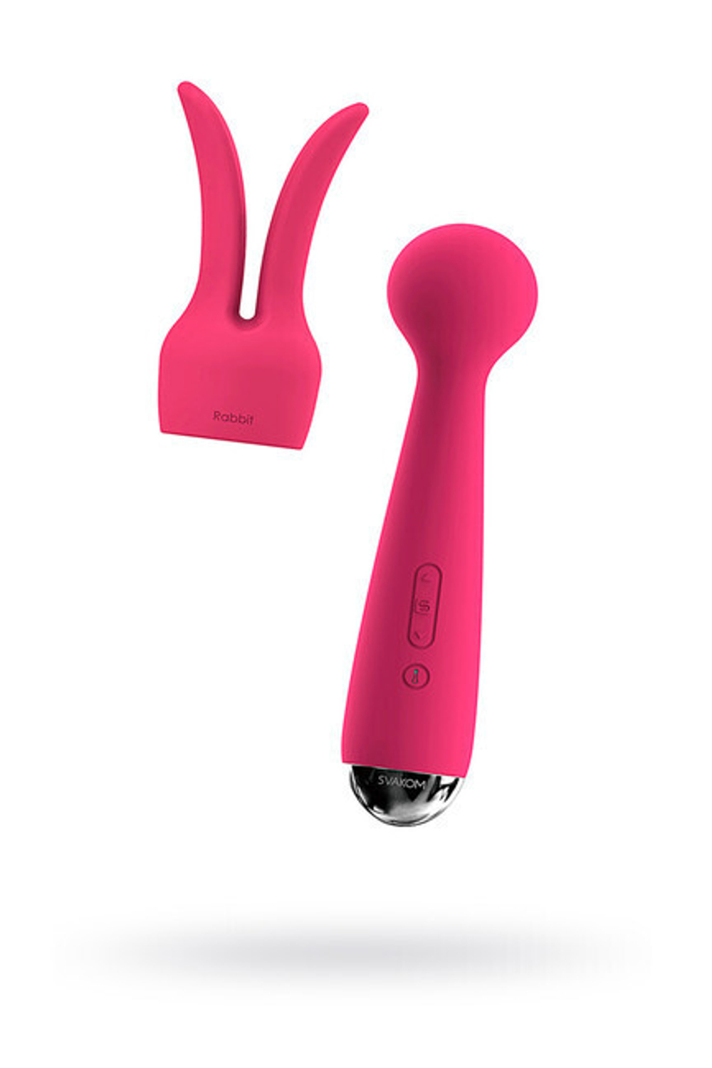 Мощный вибратор с функцией подогрева и со сменной насадкой EMMA (Цвет: розовый с серебряным)