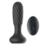 Перезаряжаемая анальная пробка с вибрацией и ротацией с пультом ДУ (Цвет: черный)