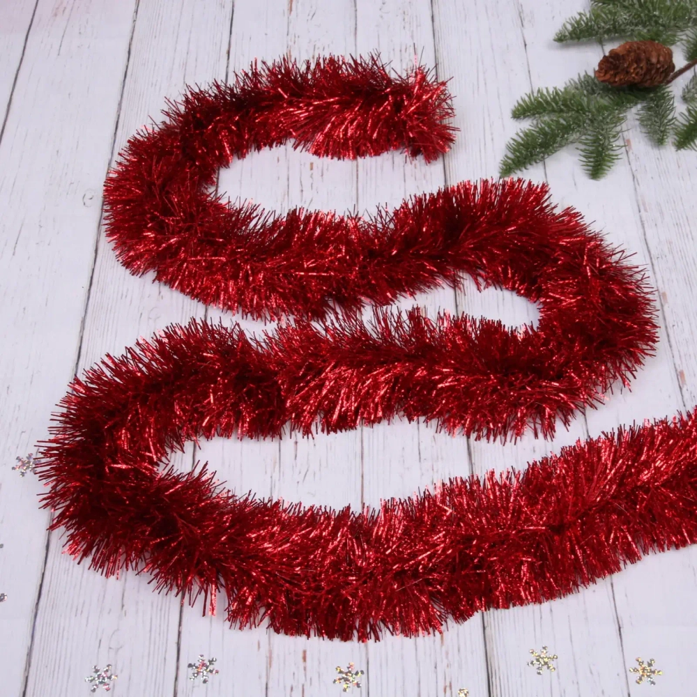 Мишура 2 м 9 см «Искристое сияние», Красный