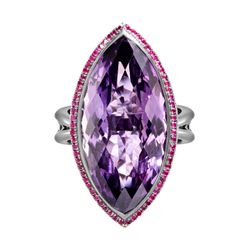 Кольцо с Аметистом и Рубинами, R0189-0/5