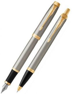 Набор Parker: Перьевая и Шариковая ручка Parker IM Core Brushed Metal GT