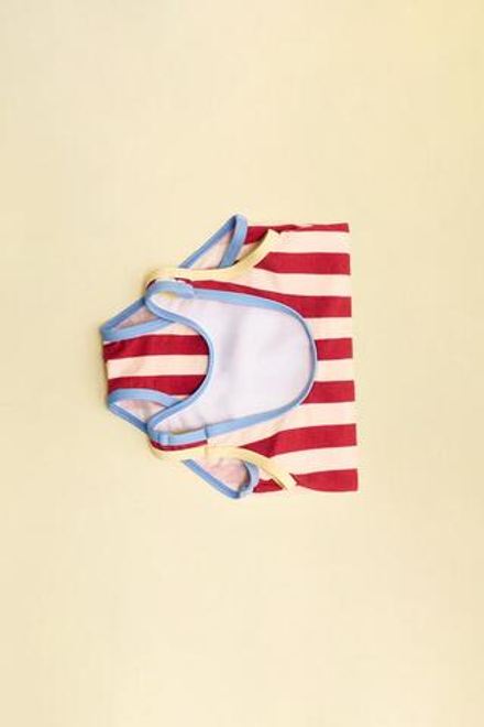 ZARA TIMELESS — КУПАЛЬНИК В ПОЛОСКУ, ЭКРЮ/КРАСНЫЙ