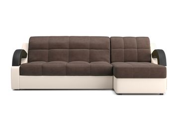 Диван угловой с оттоманкой Мадрид 1,2 - Velutto 23 шоколад/беж кожзам/ коричневая накладка