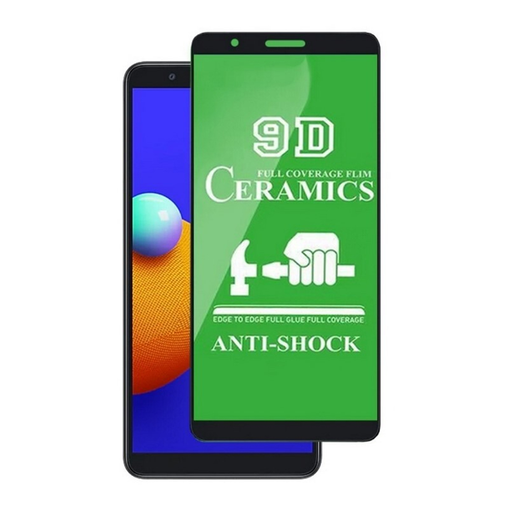 Защитное стекло Ceramics Samsung A01 Core (черный) 9D тех.упаковка