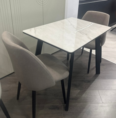 Стол ТИК ТАК 90  ОНИКС, керамика / Черный каркас М-City