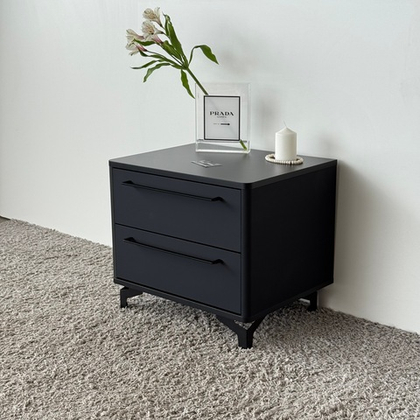 Тумба прикроватная на ножках с ящиками ROYAL 5203 эко (Черный-Черный-р.черная)