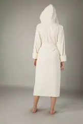 Халат женский с капюшоном  4035 кремовый  NUSA