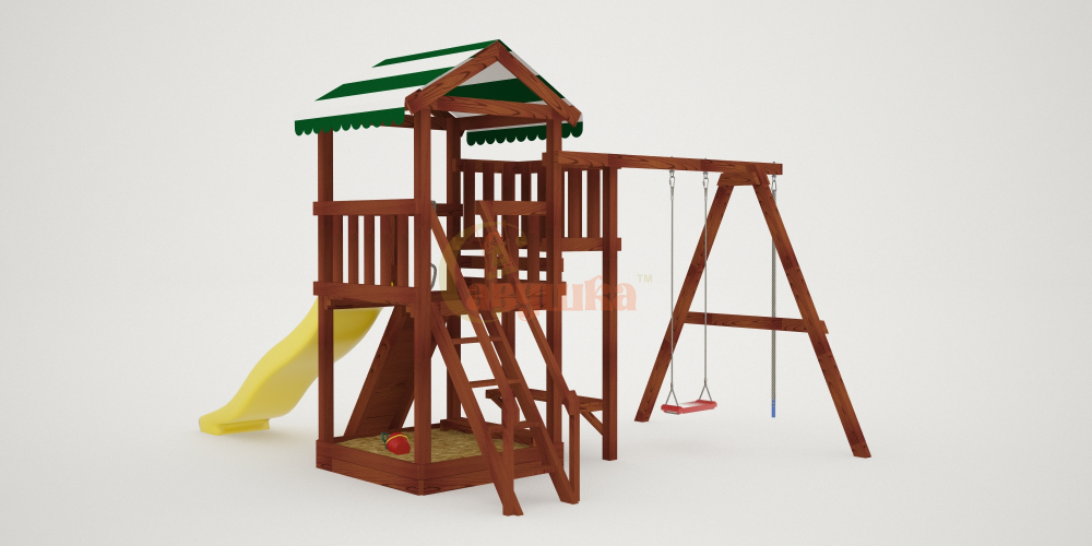 Детская площадка Савушка Мастер 1 с зимней и летней (Махагон) 4 сезона