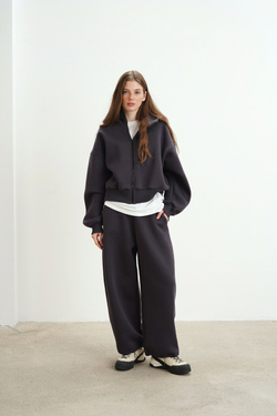 Брюки-бананы с начесом, "Графит"