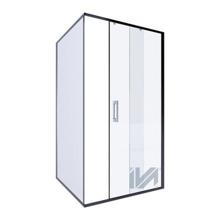 Душевое ограждение IVA E6SB119C 1100×900×2000 открывание дверей раздвижное (без поддона), стекло прозрачное, толщина стекла 6 мм, черный профиль