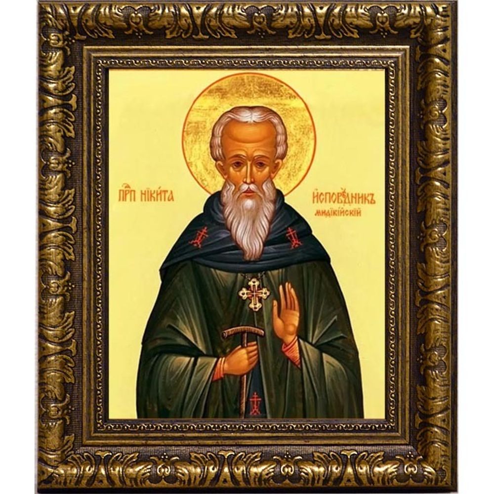 Никита Мидикийский преподобный игумен. Икона на холсте.
