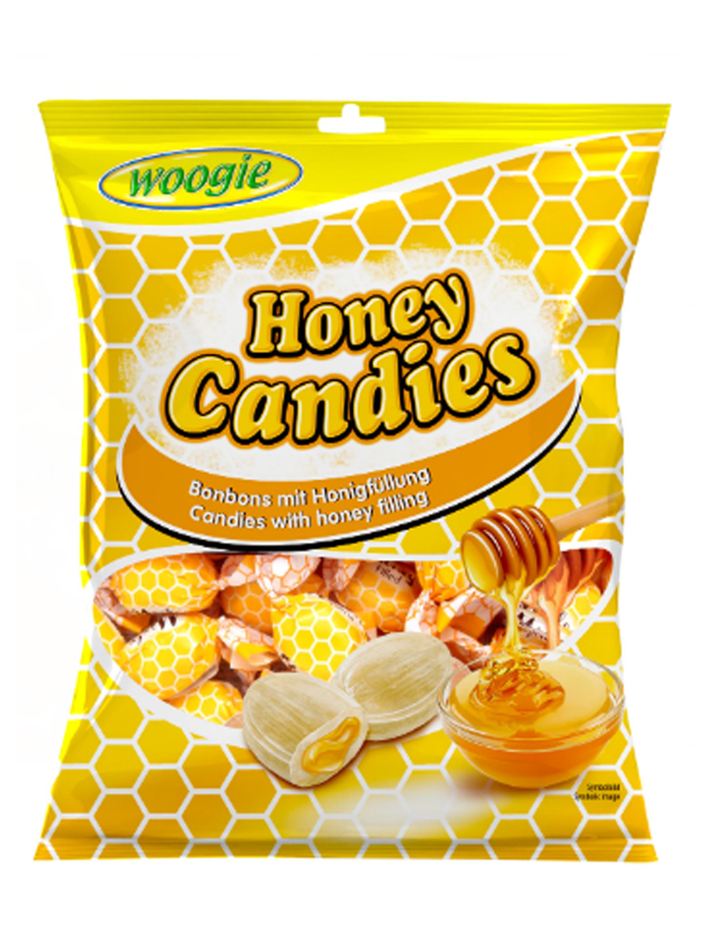 Конфеты с медовой начинкой WOOGIE Honey Candies 150 г, леденцы с медом Вуги