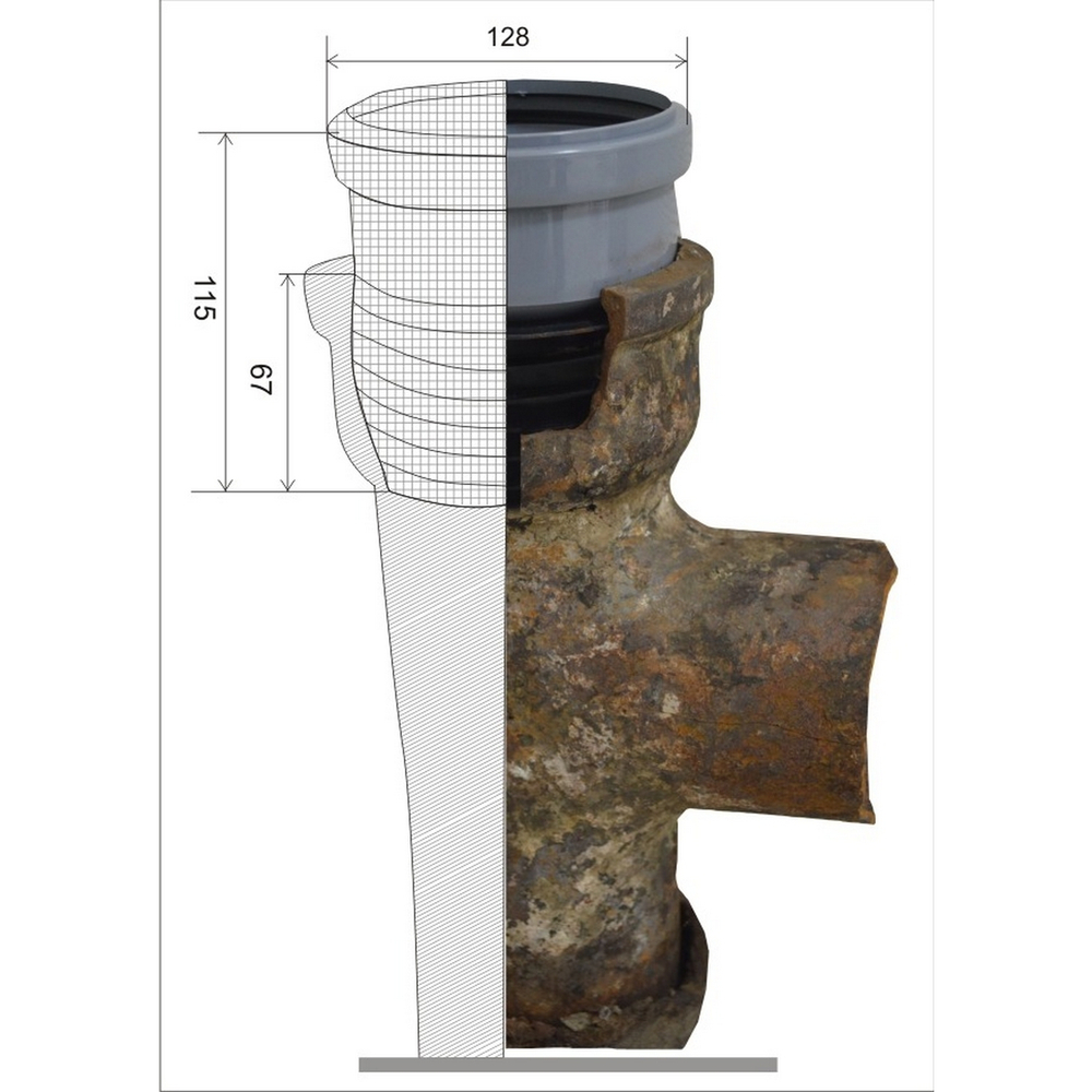 110 муфта переходная ремонтная чугун-пластик