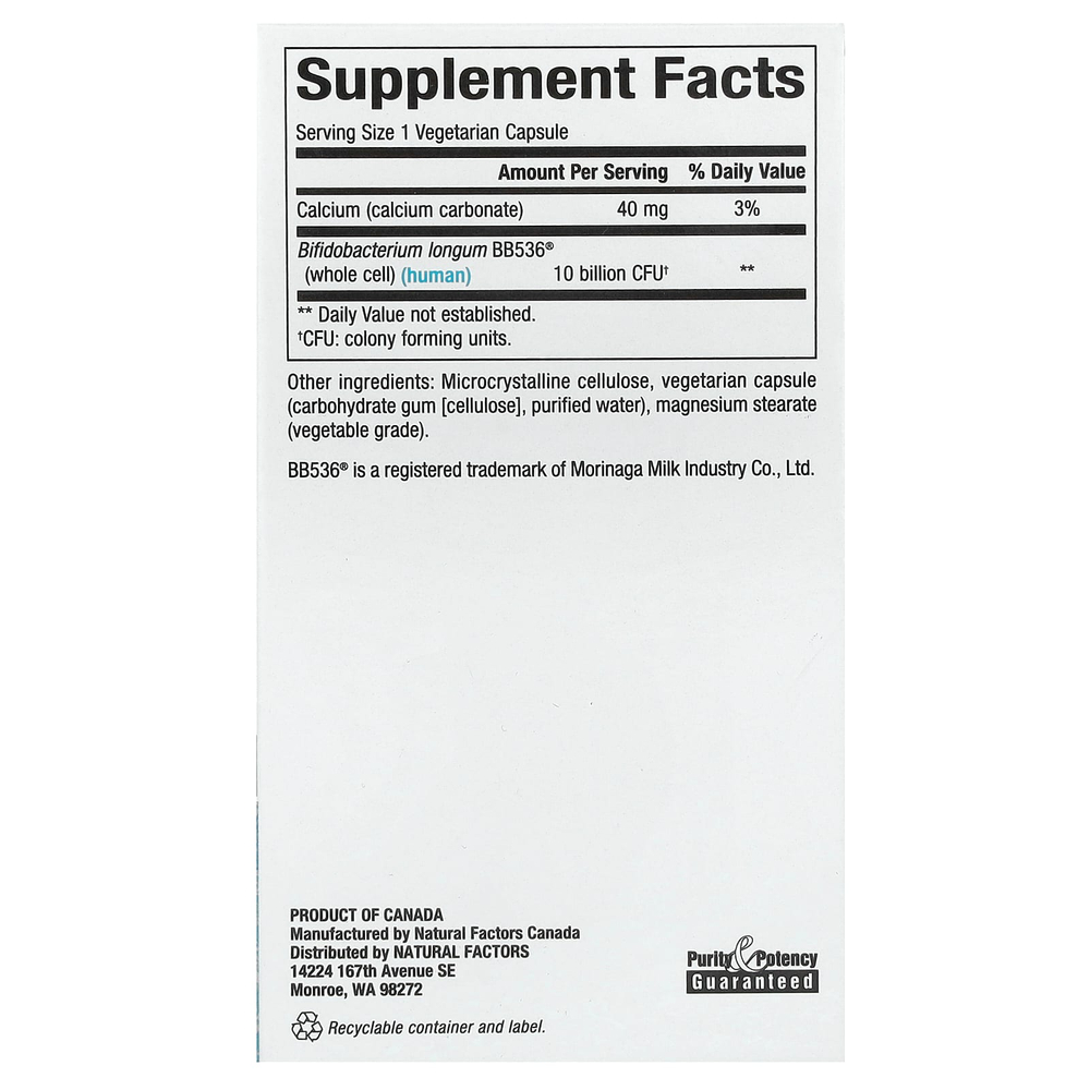 Natural Factors, Travel Biotic, BB536, 10 млрд КОЕ, 60 вегетарианских капсул