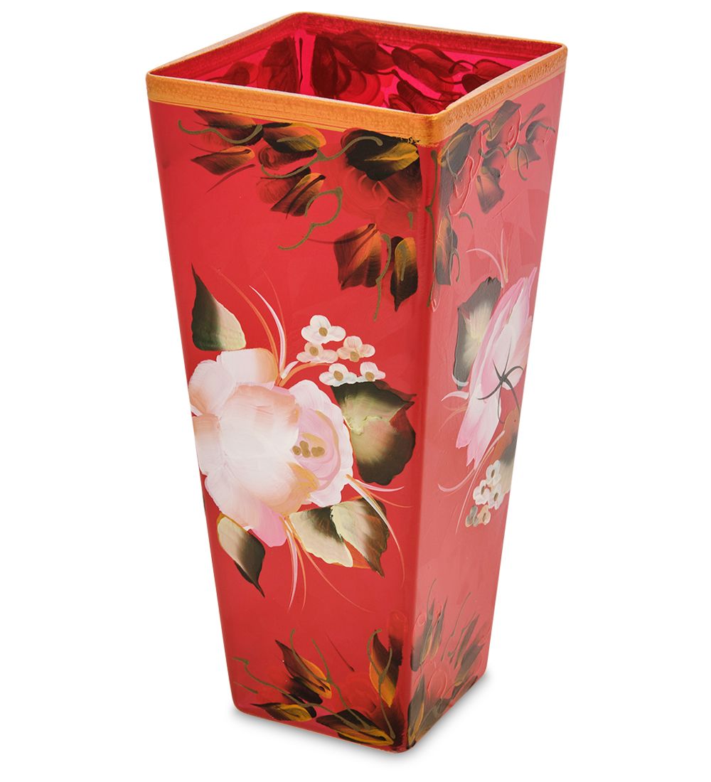 VZ-529 Ваза стеклянная «Жостово» h-300 (факел)