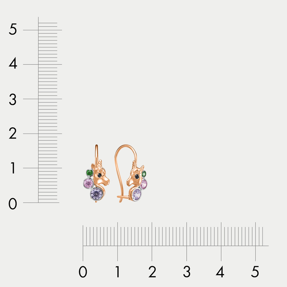 Серьги детские с фианитами из розового и белого золота 585 пробы (арт. 1202624)
