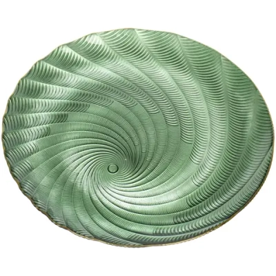 Тарелка стеклянная «Фьюжн» 32см изумрудный перламутр