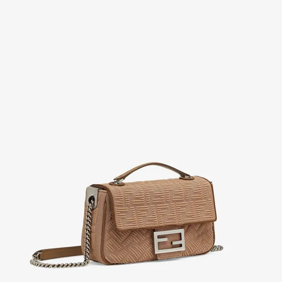Сумка Fendi Baguette из ткани с логотипом Ff бежевый