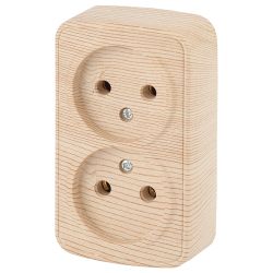 Розетка Intro Polo 3-203-11 двойная без заземления 2х2P, 16A-250В, IP20, ОУ, сосна | Intro Polo