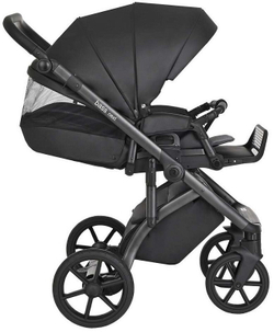 Детская коляска Roan Bass Next Кожа 3 в 1 с автокреслом Tutis Elo Lux EduSky Grey RN088/1 Black/Black