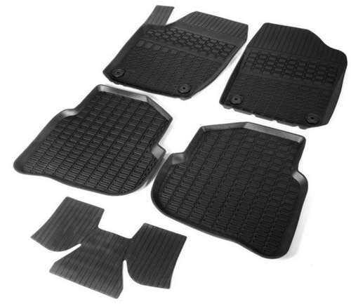 Коврики в салон автомобиля Rival для Volkswagen Polo V поколение седан 2010-2020, литьевой полиуретан, с крепежом, 5 частей, 65804001