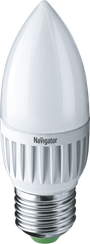 Лампа светодиодная Navigator C37 220V Е27 7W 4000K свеча 22558