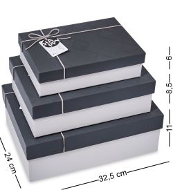 WF-167-B Набор коробок из 3 шт, серый/белый