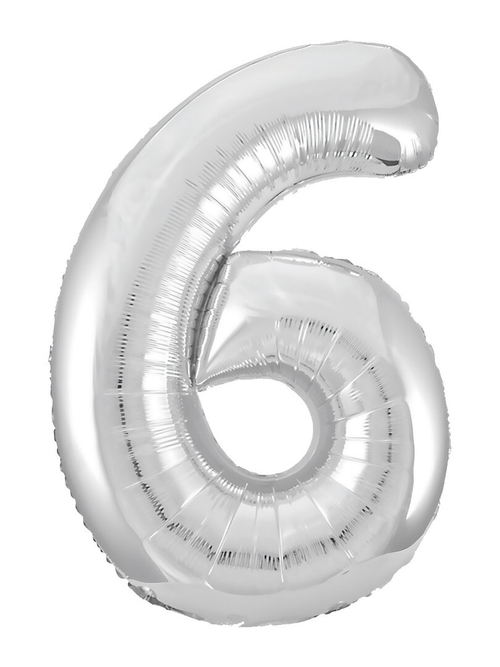 Фольгированный шар Цифра 6 Slim серебро 102 см