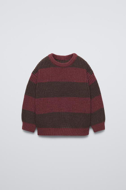ZARA СВИТЕР В ПОЛОСКУ, БОРДОВЫЙ