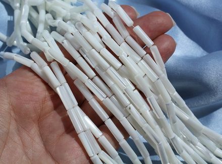 Нить бусин из натурального перламутра, трубочка 13,5х4мм