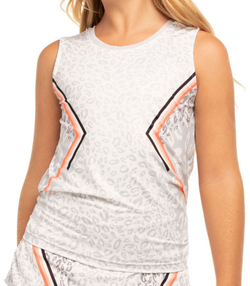 Футболка для девочки теннисная Lucky in Love Animal Instinct Animal Instinct Tie Back Tank - orange glow