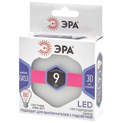 Лампа светодиодная ЭРА STD LED GX-9W-860-GX53 9Вт таблетка холодный дневной свет GX53 | Лампы cветодиодные Плоские (GX)