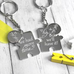 Парные брелки в виде пазлов с гравировкой на заказ