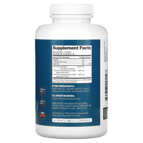 Dr. Tobias, рыбий жир с Омега-3, «Тройная сила», 180 капсул