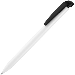Ручка пластиковая белая с цветным клипом