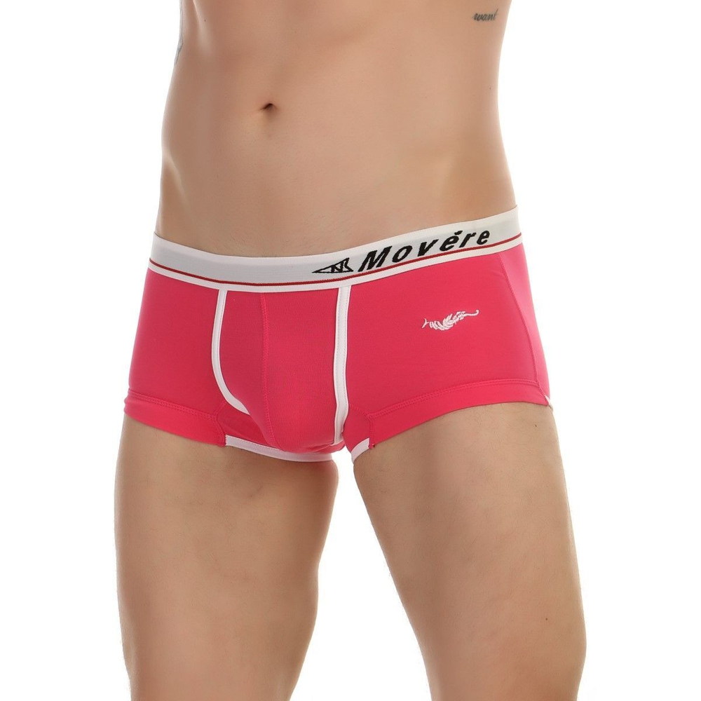Ярко-розовые трусы-хипсы с контрастной резинкой и надписью Movere (Размер: L) (Цвет: ярко-розовый)
