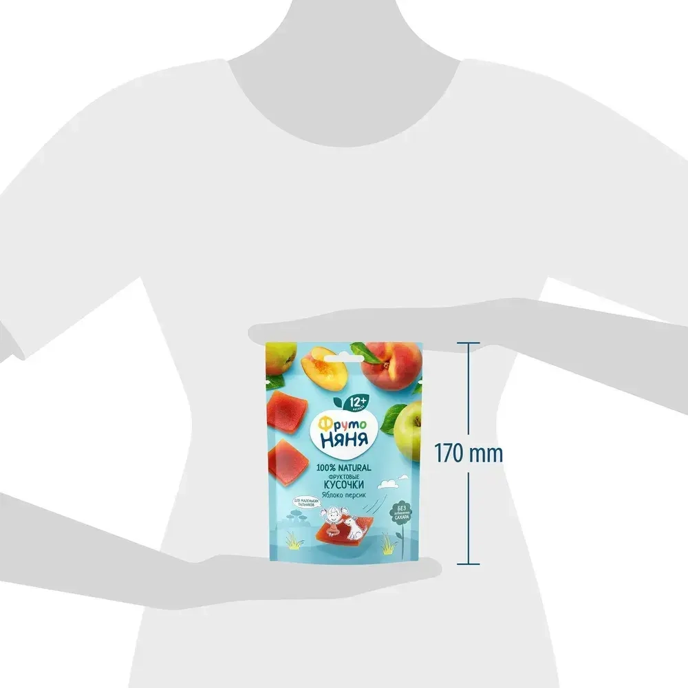 Фруктовые кусочки ФрутоНяня яблоко, персик, 53г